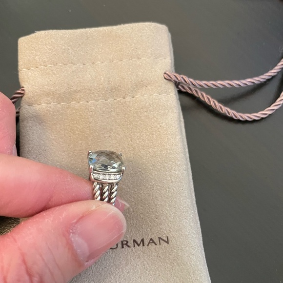 David Yurman Petite Wheaton Ring with Prasiolite and Pave Diamonds - Picture 4 of 6